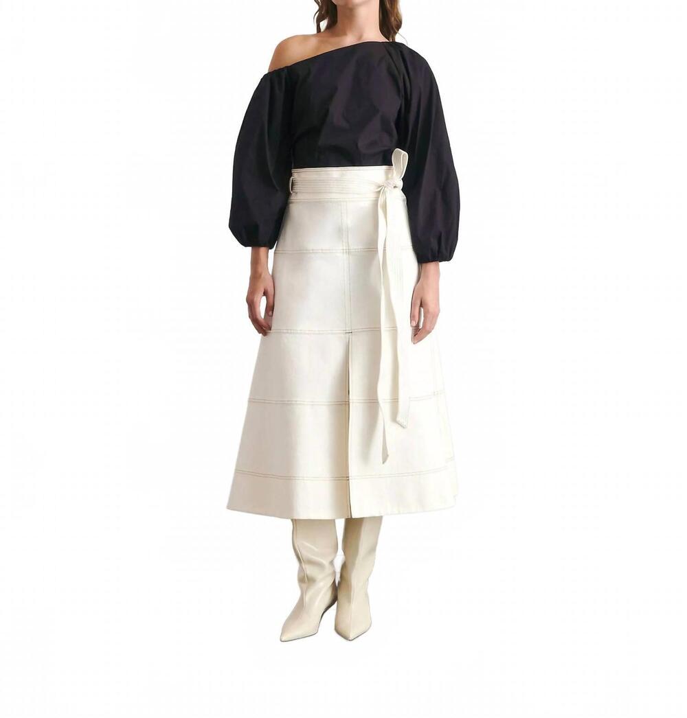 NEW TANYA TAYLOR denim hudson skirt in chalk